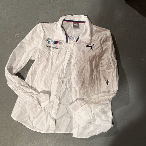 BMW Motorsport Puma White Polo long sleeve button down with Logo - Picture 8 of 10